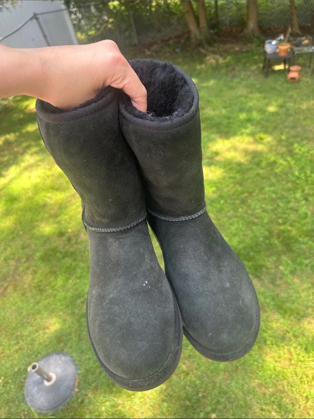 UGG Classic Short Black Suede Winter Boots